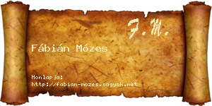 Fábián Mózes névjegykártya